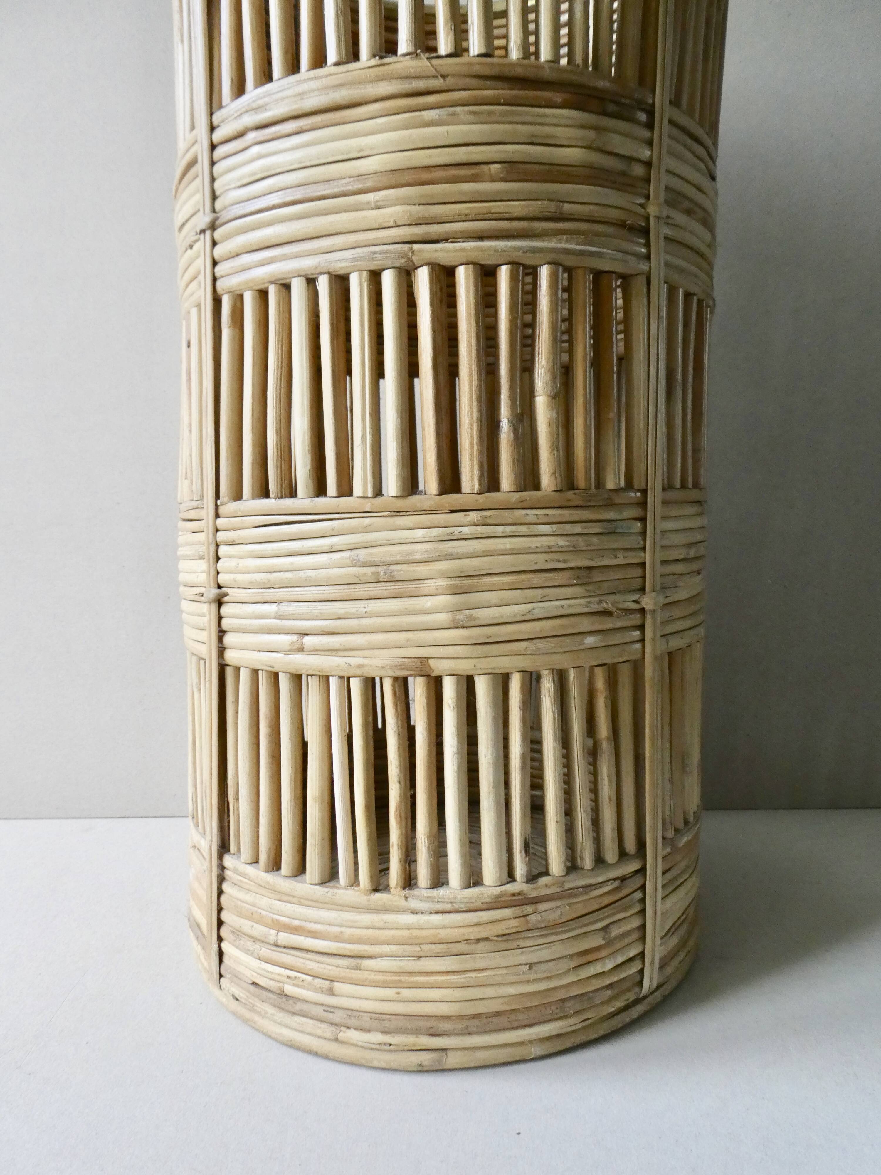 Bamboo and brass umbrella holder, 70s