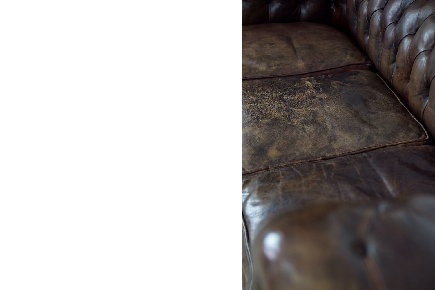 Antique brown leather chesterfield sofa, 1920s