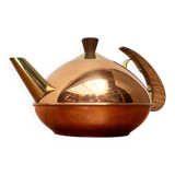 Metal and teak teapot from the mid-century, 1960s.