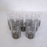 Glass with art deco strapping