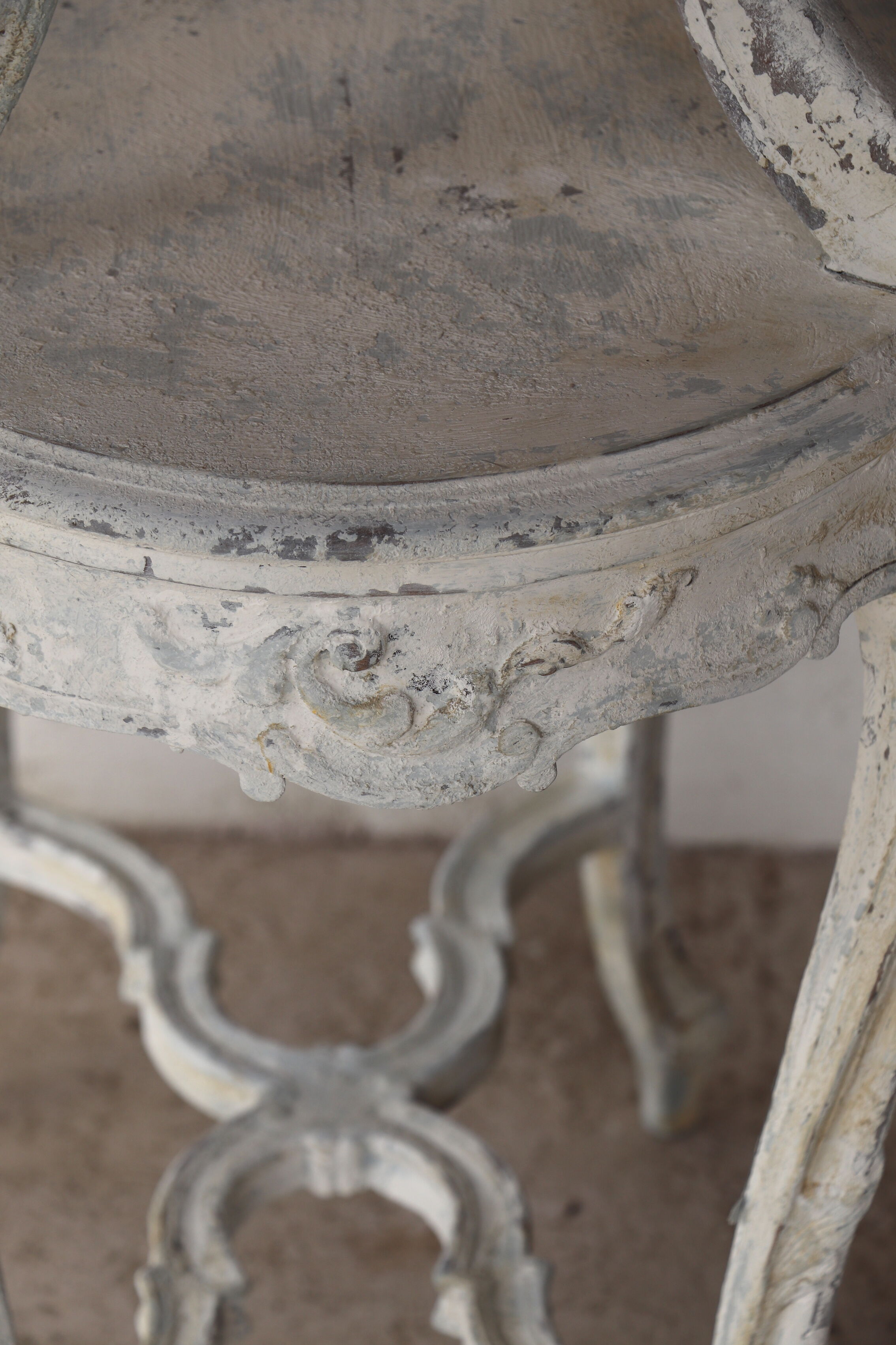 Tea table, marble and wood style Louis XV patina