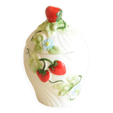 Vintage Biscuit Jar in Majolica - Strawberry Pattern Sweet Jar