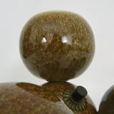 3-light chandelier with glazed sandstone balls. 50s-60s Italy