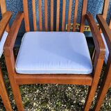 Stackable chair-armchair in solid teak with cushion by Vlaemynck