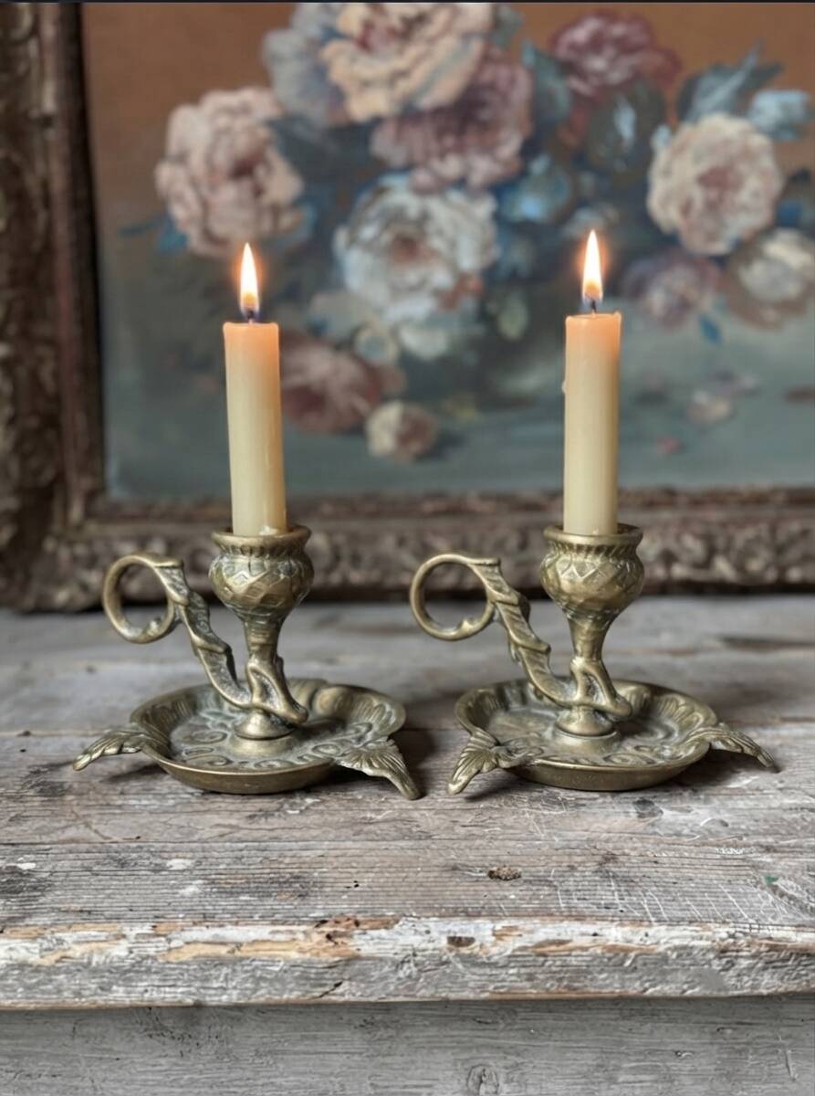 Pair of brass candlesticks