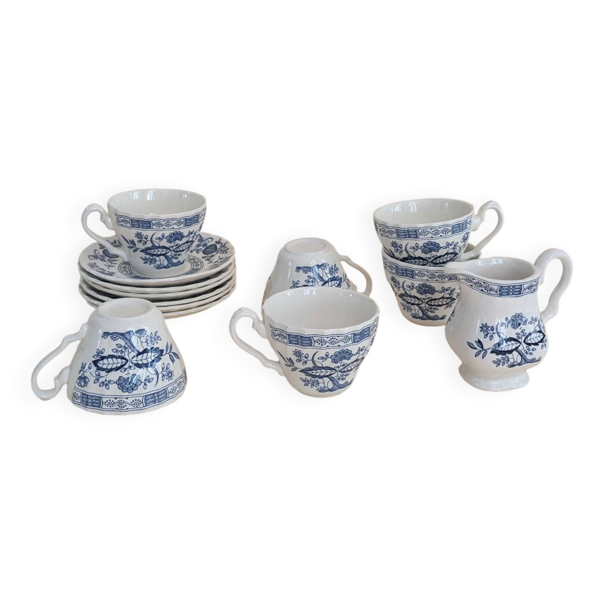 Ensemble de 6 tasses à café et son pot à lait