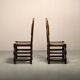 Pair Antique Yorkshire Back Stools / Side Chairs solid Oak, England 18th Ce