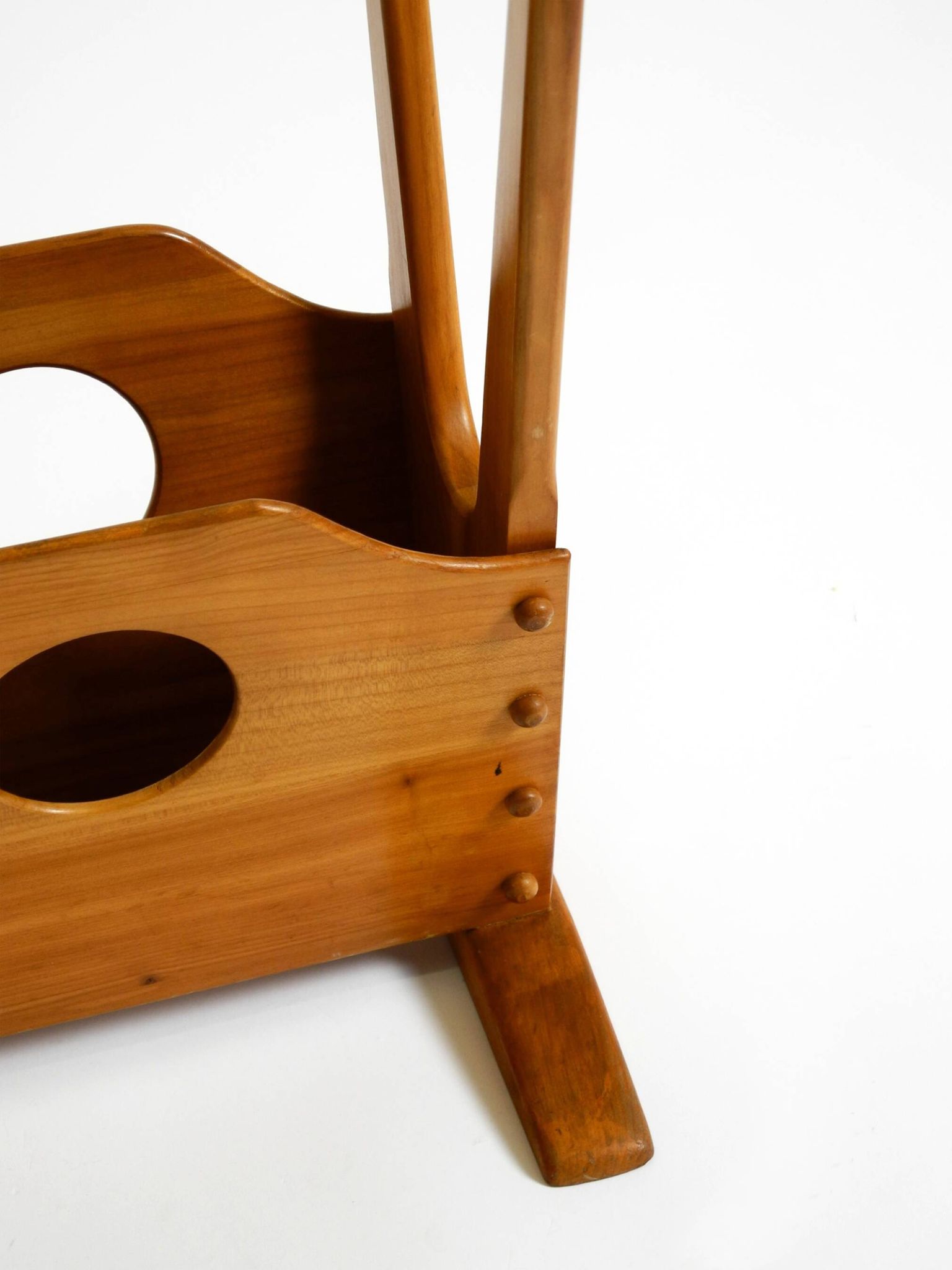 Beautiful mid-century modern side table with magazine rack, made of ash woo