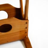 Beautiful mid-century modern side table with magazine rack, made of ash woo