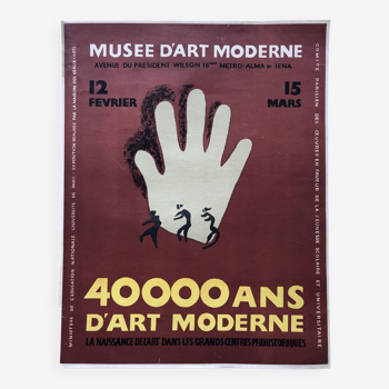 40 000 ans d'art moderne / Musée d'art moderne, 1953. Affiche originale en lithographie entoilée