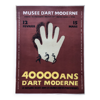 40 000 ans d'art moderne / Musée d'art moderne, 1953. Affiche originale en lithographie entoilée