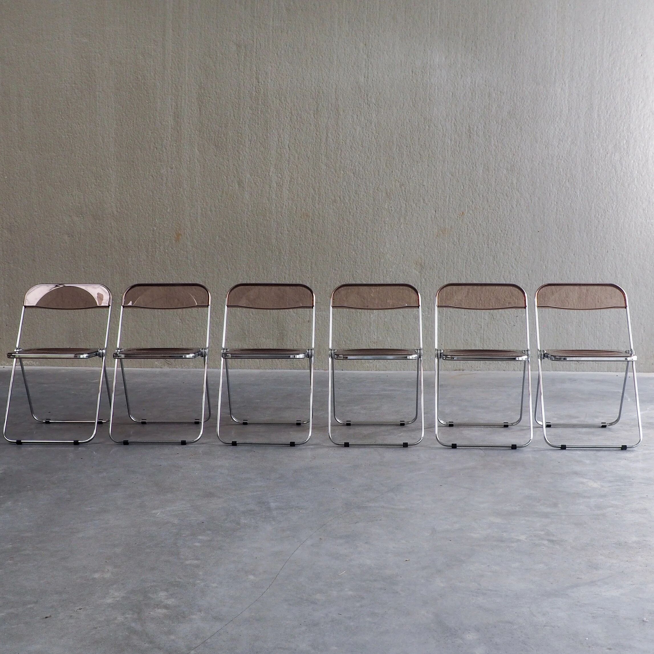6 Plia folding chairs by Giancarlo Piretti for Anonima Castelli