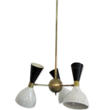 Moonlight 3-arm chandelier in white and black