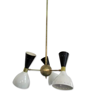 Moonlight 3-arm chandelier in white and black