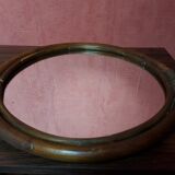Old Round Mirror In Vintage 70s Rotin 41cm
