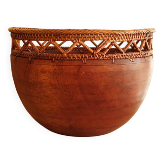 Coupe en bois et vannerie – Artisanat africain fait main