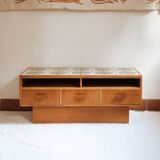 Vintage TV unit wood ceramic 1970s