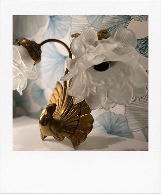 Vintage peacock bronze and pink wall light in glass paste