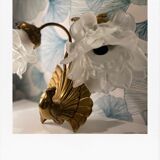 Vintage peacock bronze and pink wall light in glass paste