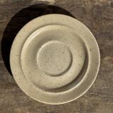 Set of 4 vintage speckled beige stoneware coffee cups.