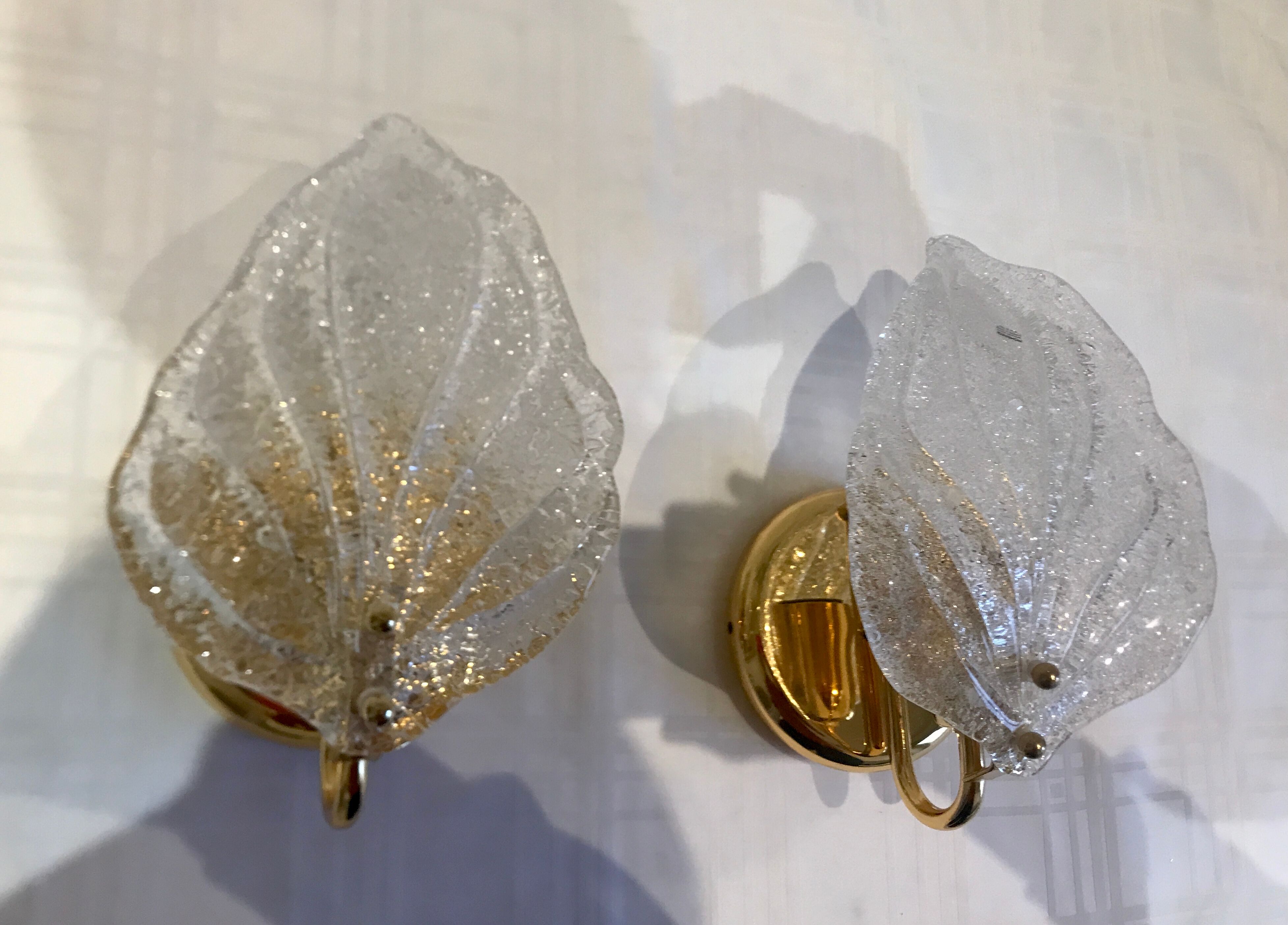 Pair of wall lamps Murano glass sheet