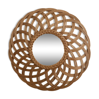 mirror in rattan