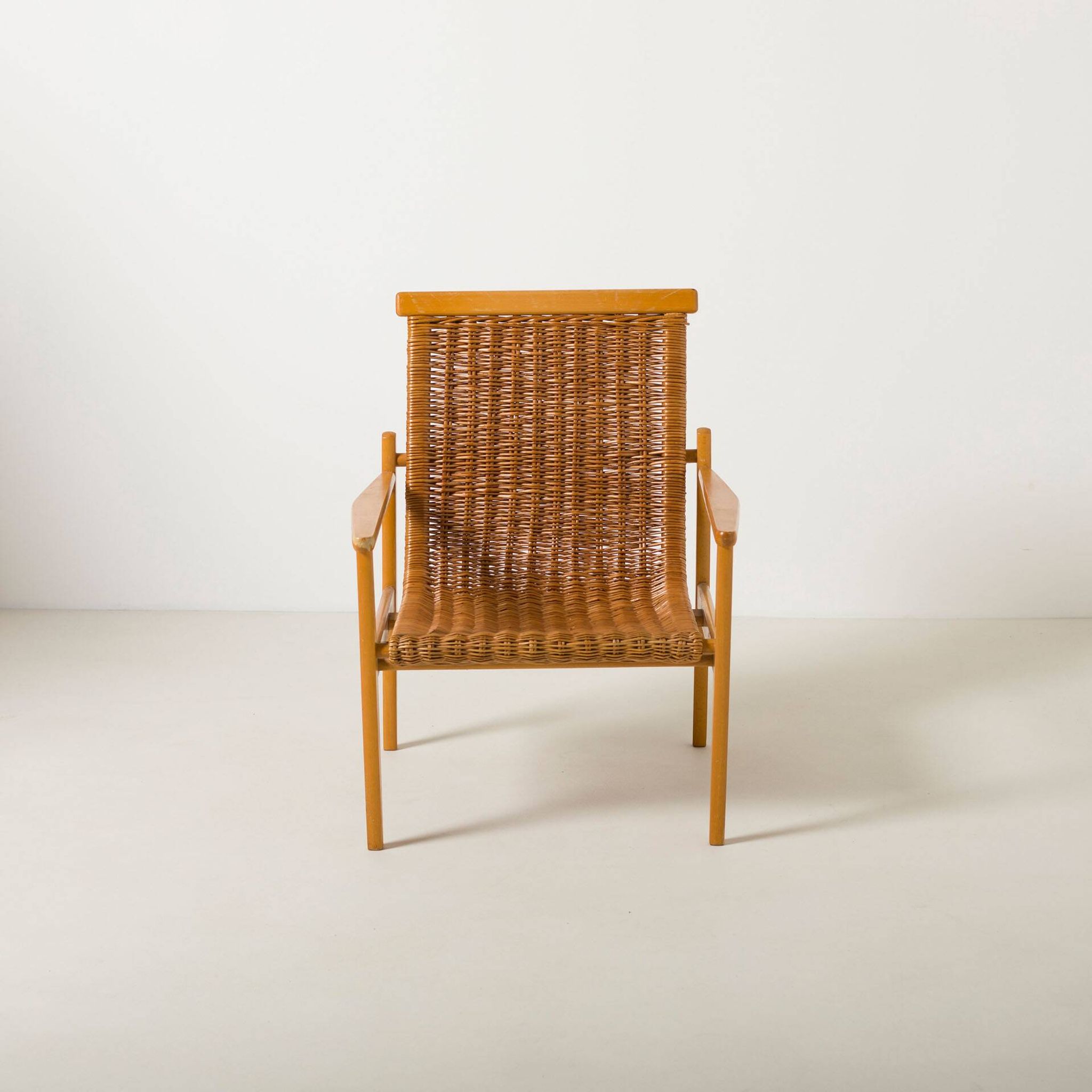 Pair of wicker lounge chairs from uluv, czechoslovakia, 1960s