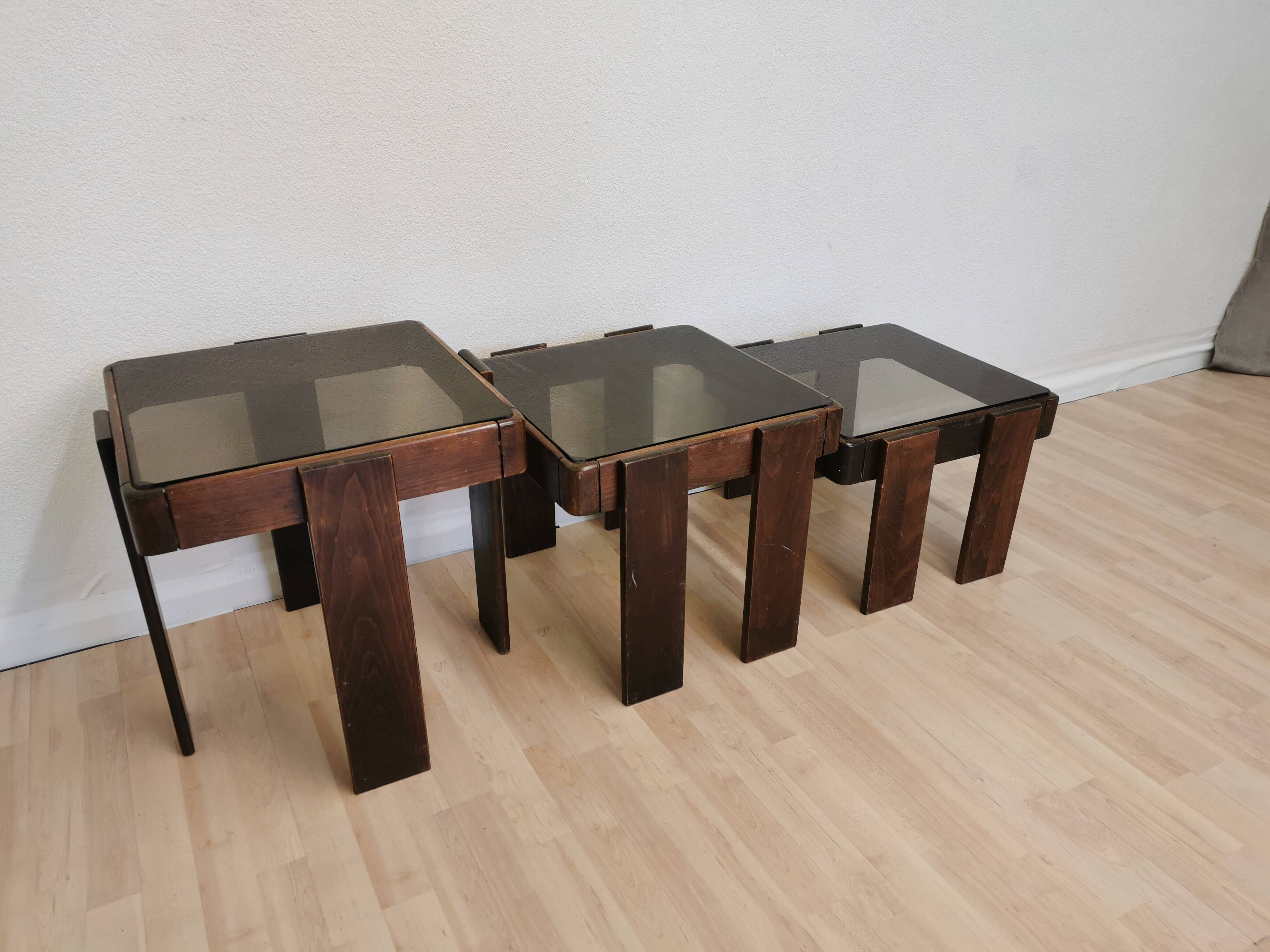 Set of 3 vintage nesting tables / gianfranco frattini for meblo / 1960s / mid-century
