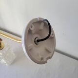 Wall lamp in glass, brass and porcelain