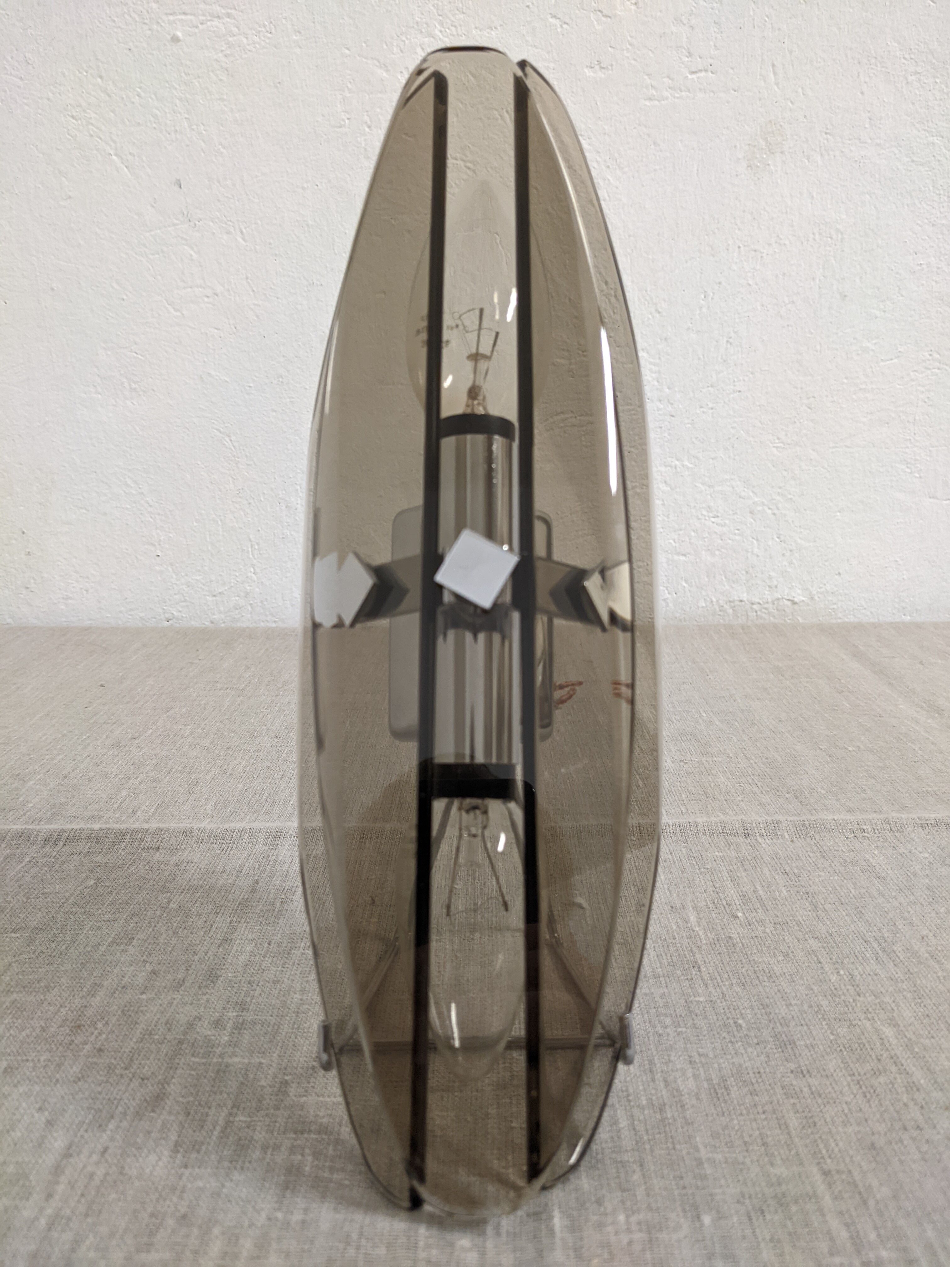 Italian wall lamp in smoked glass from the 60s/70s