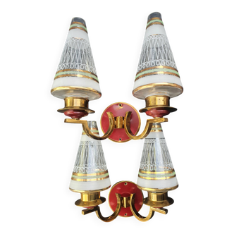 Pair of vintage gold wall sconces France Pierre Gilles Art Deco