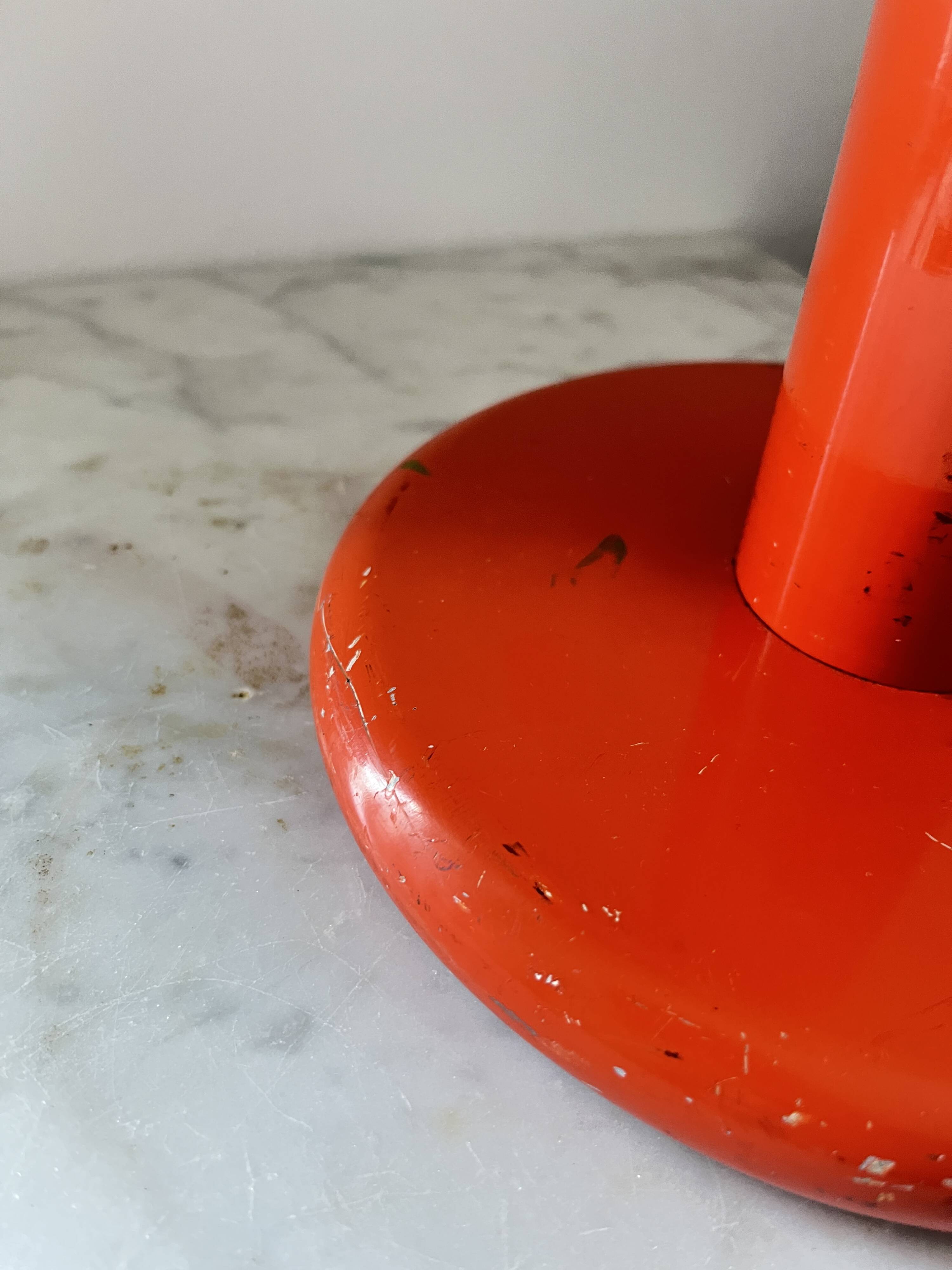 Vintage Space Age Orange Metal Table Lamp Adjustable Gooseneck, 1970s