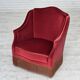 Fauteuil danois des années 1970, velours de mobilier, pieds en bois d'orme.
