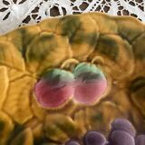 Sarreguemines barbotine oval dish with fruit decoration