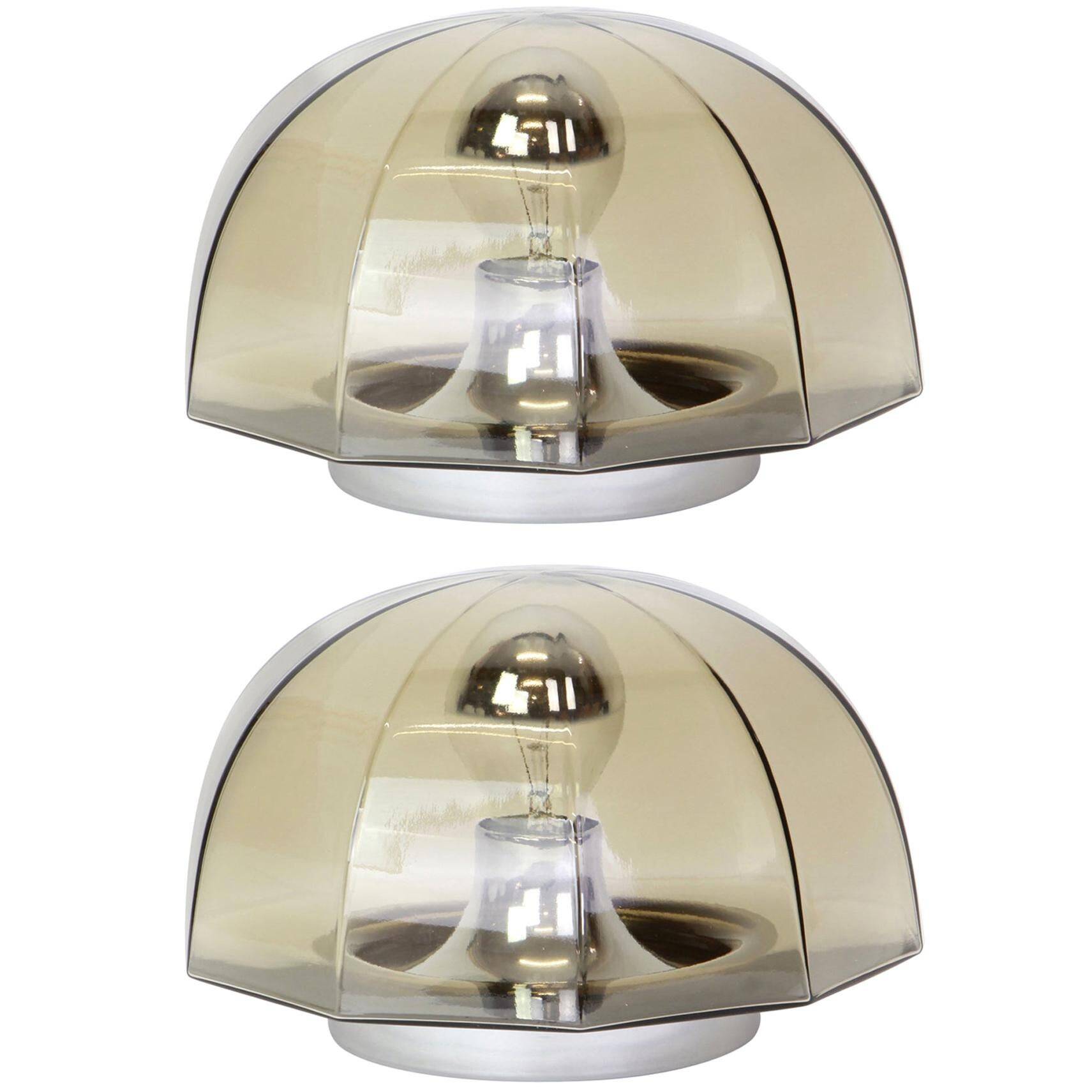 Pair of smoked glass wall lights or ceiling light by Hillebrand, Germany, 1960s.