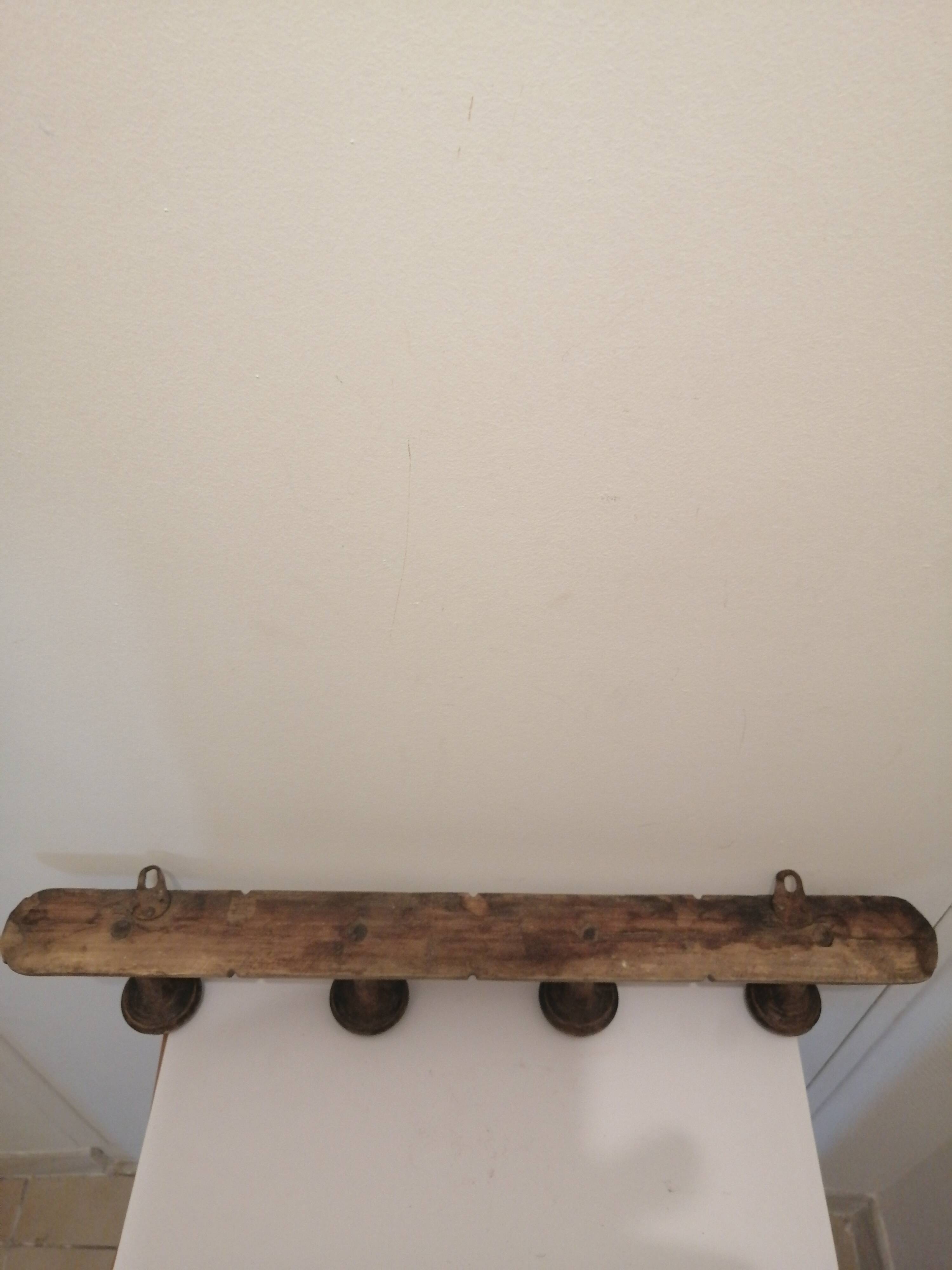 Vintage wooden coat rack with 4 hooks