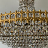 Brass chandelier and crystal tassel waterfall
