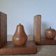 Wooden bookends shaped like an apple and pear – Minimalist design