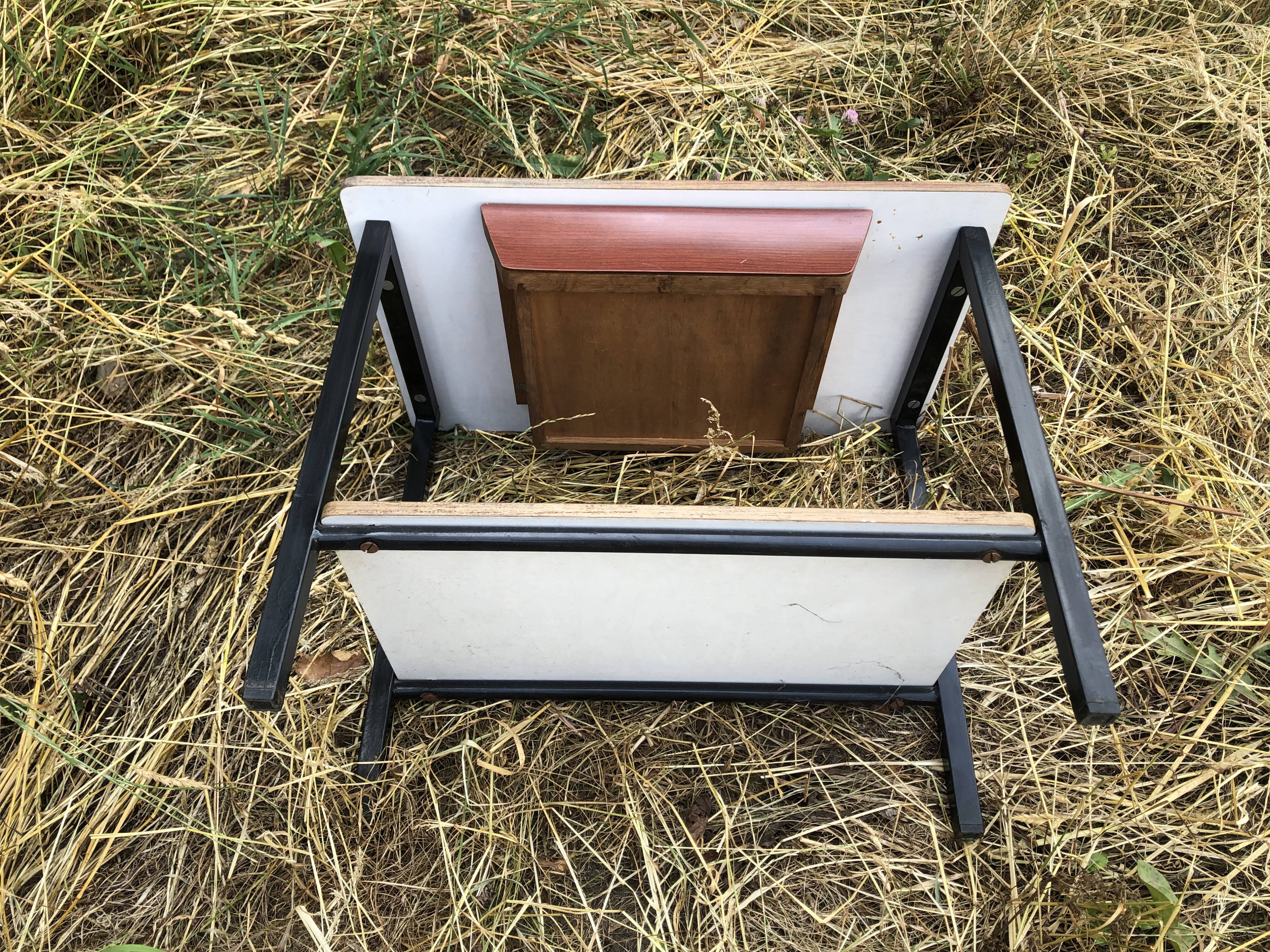 Bedside table or nightstand Formica brown 60s vintage