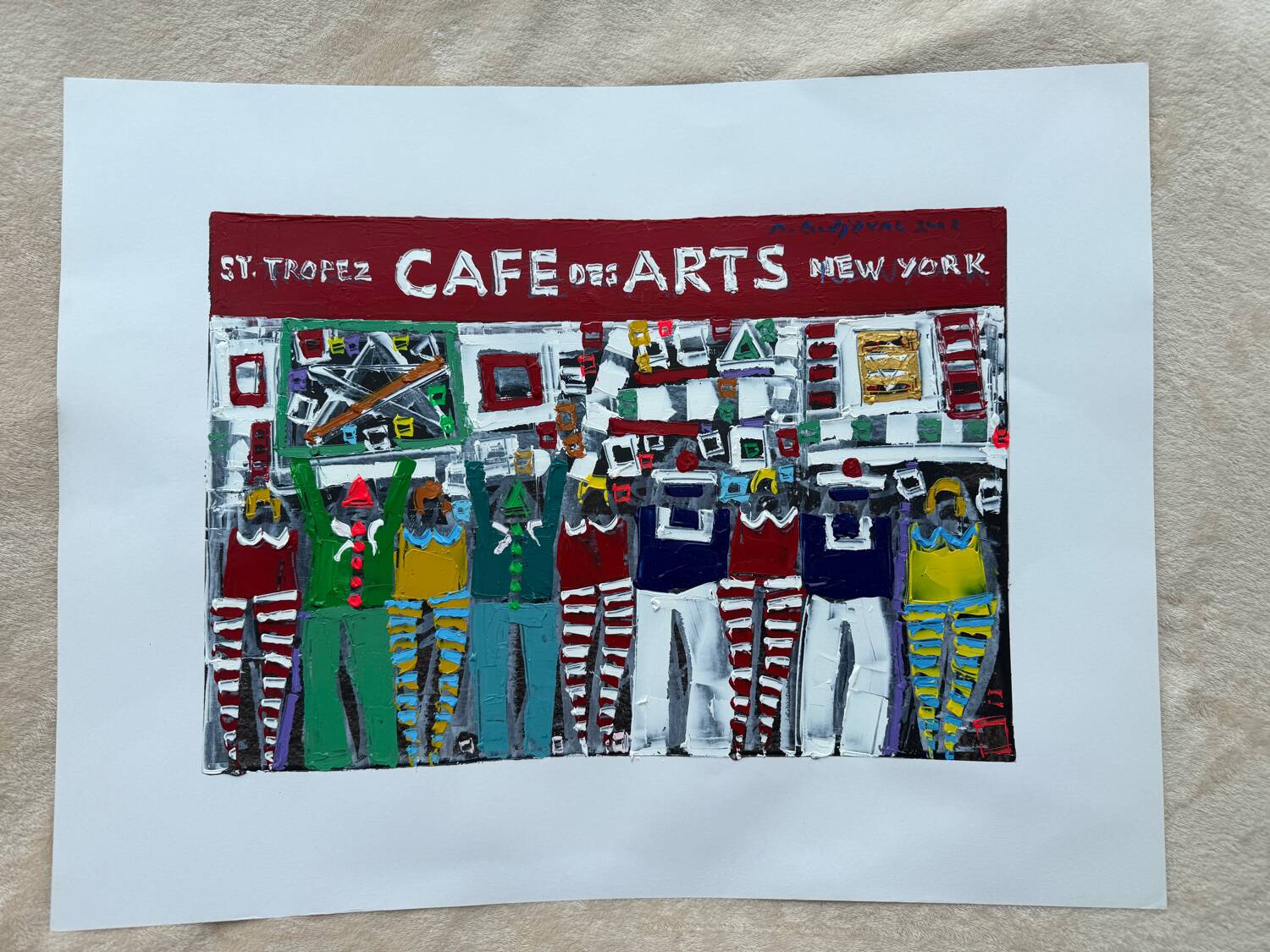 Michel Godjevac – Café des Arts (2008) Original painting signed and d