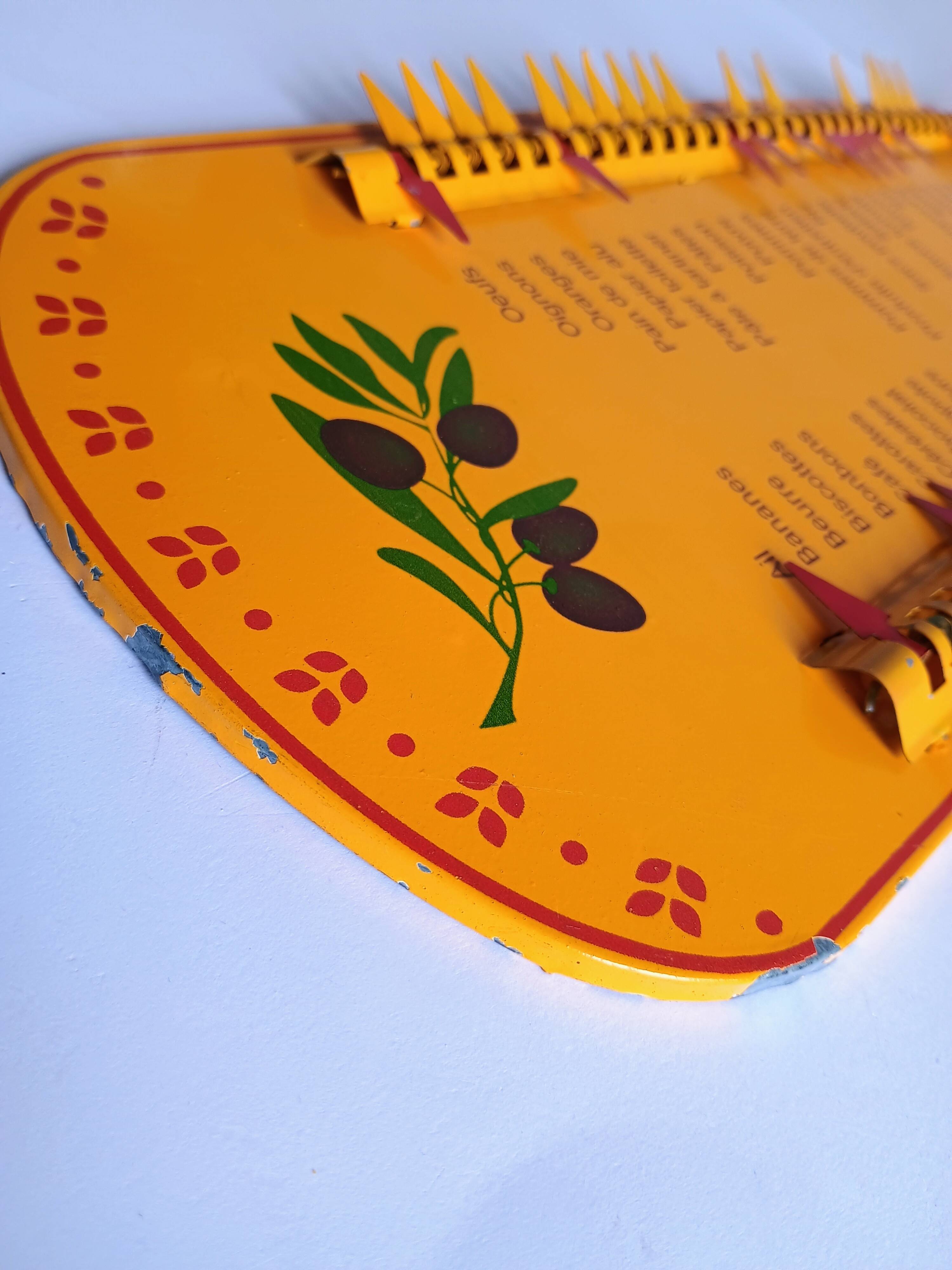 Vintage Provençal sheet metal commission list organizer