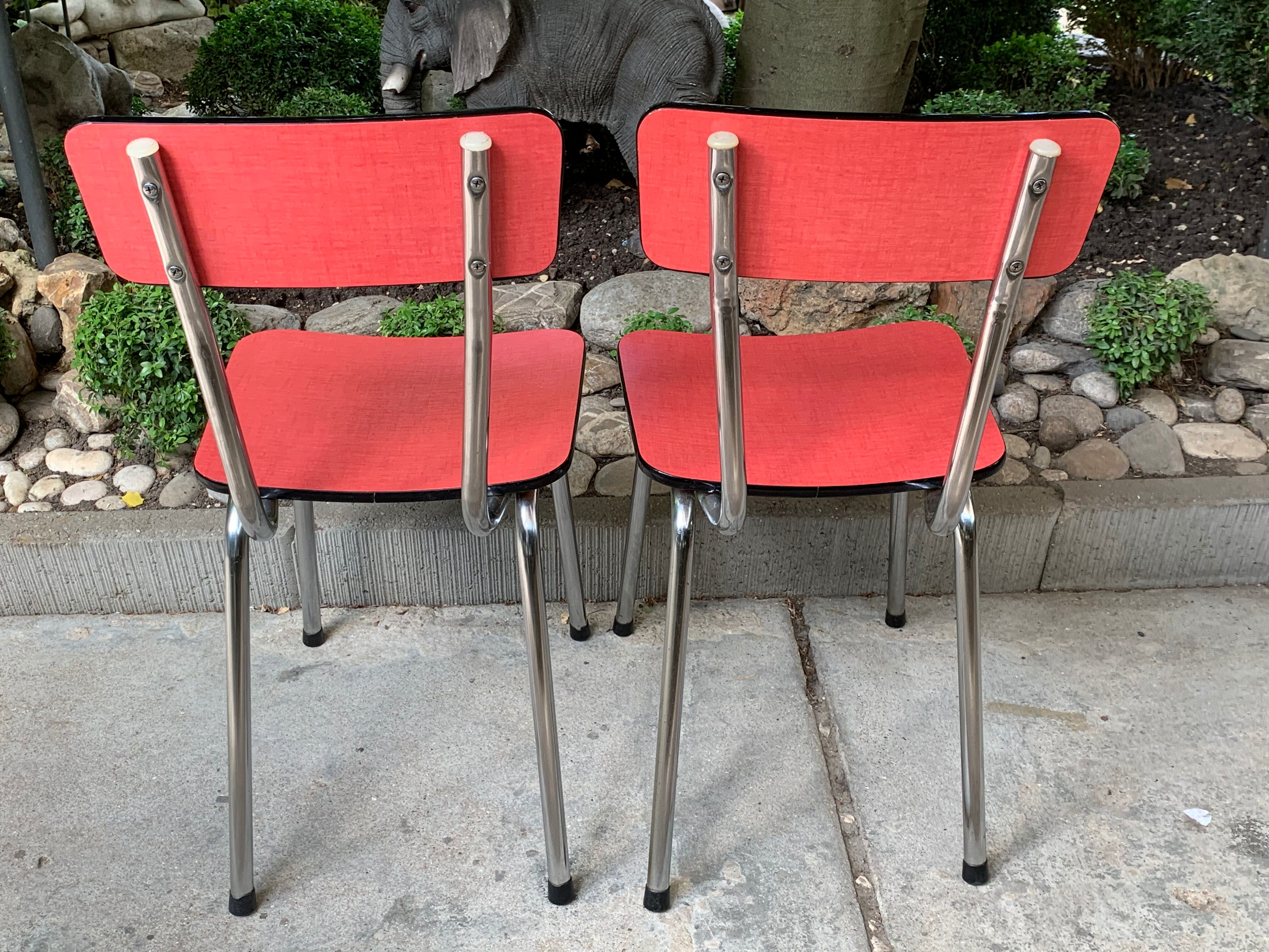Red formica chairs
