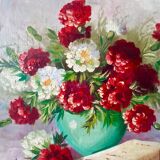 Vintage Still-Life "Peonies" Oil Painting