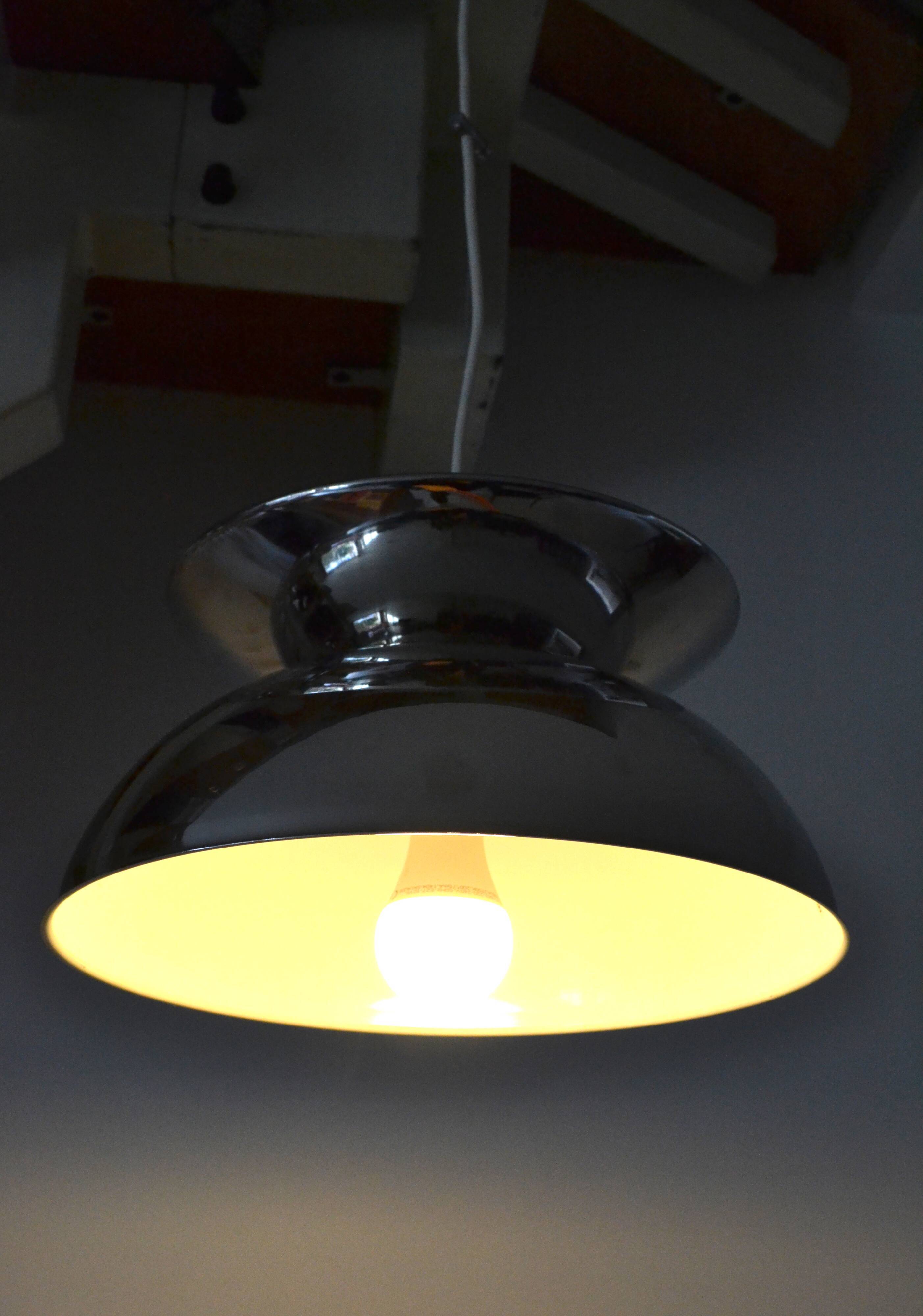 Concentrica pendant light by Harvey Guzzini chrome steel