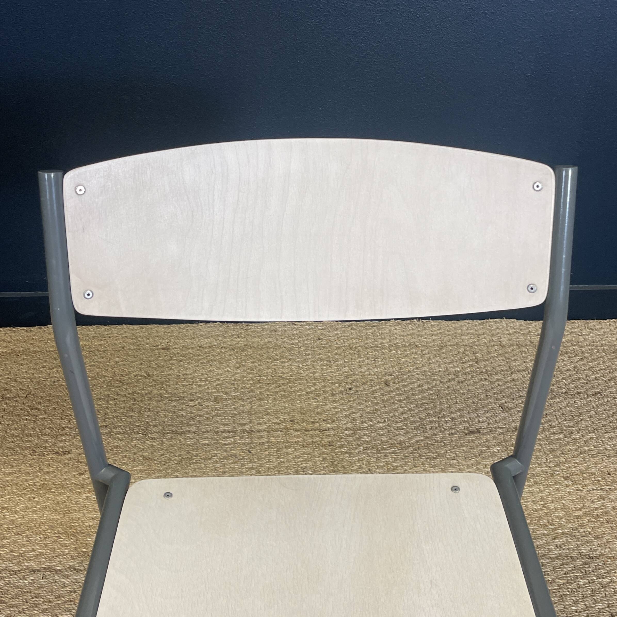 Pair of gijs van der sluis chairs white wood grey legs netherlands 1970s