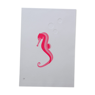 Engraving 2 colors seahorse