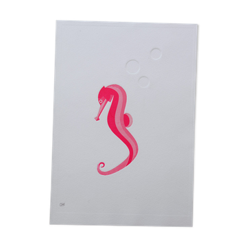 Engraving 2 colors seahorse