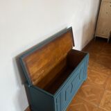 Peacock blue wooden toy chest
