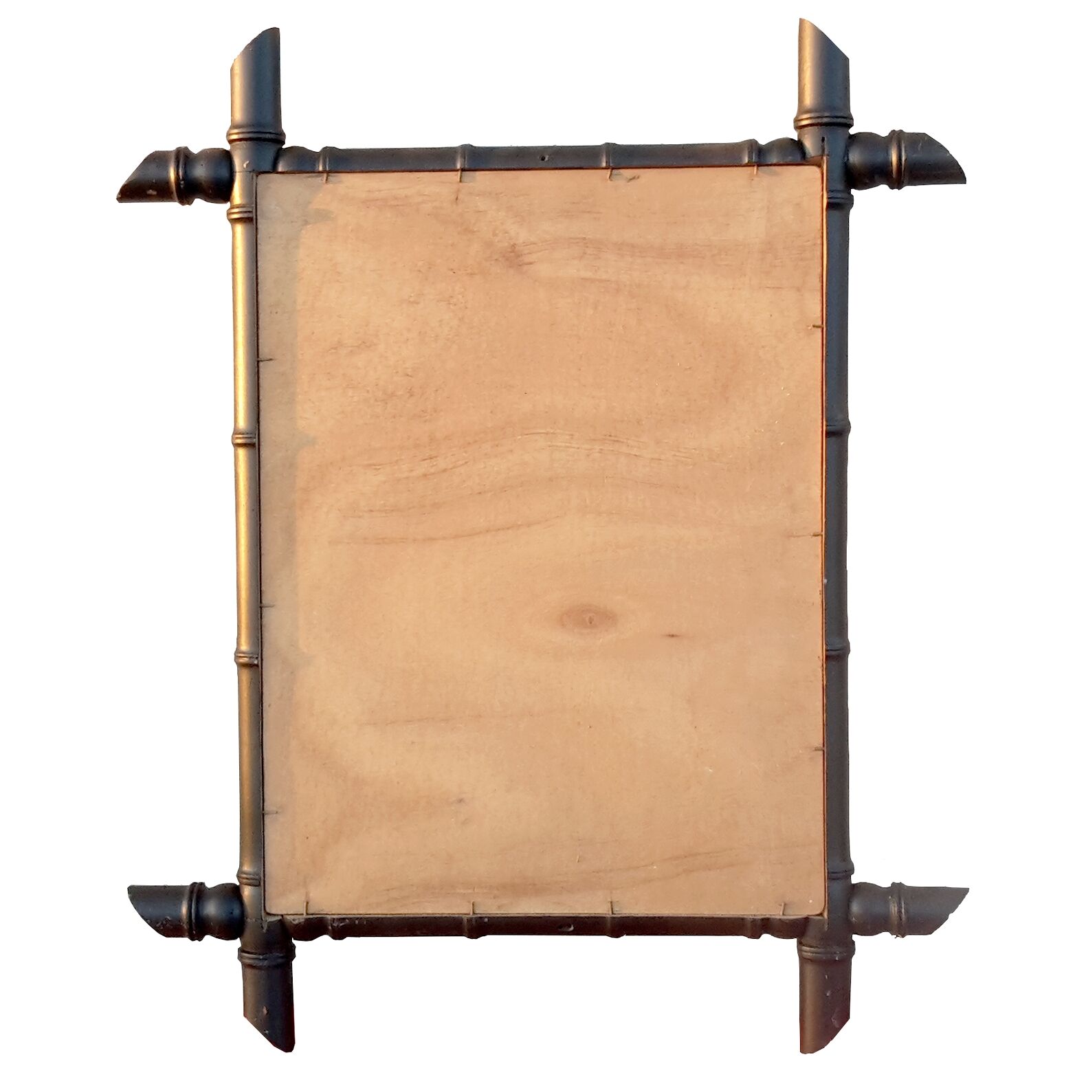 miroir Napoléon III en merisier imitation bambou laqué noir 56x70cm