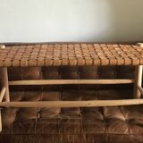 Woven leather bench